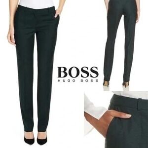NWT $245 Hugo Boss Women's Titana5‎ Pants Green Patterned Business Trousers